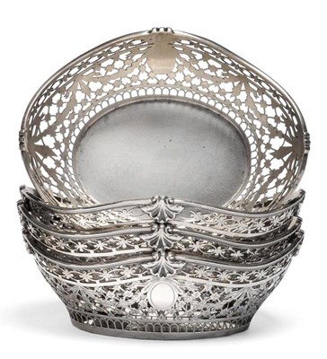 Lot 1246 - A Set of Four Edward VII Silver Baskets, Walker & Hall, Sheffield 1910, each with finely...