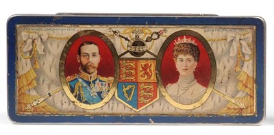 Lot 1247 - A George V Festival of Empire Commemorative Silver Box, Cooper Brothers & Sons Ltd, Sheffield 1910