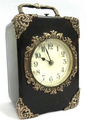 Lot 1255 - An Edward VII Silver Mounted Tortoiseshell Striking and Repeating Carriage Clock, Probably...