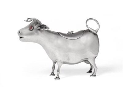 Lot 1002 - A Creamer Jug in the Form of a Cow in the Manner of John Schuppe, import marks for London 1900,...