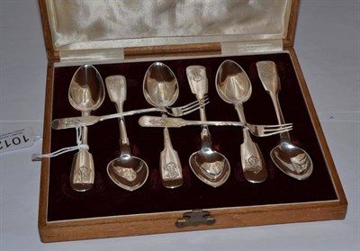 Lot 1012 - A Set of Six Russian Teaspoons, silver marks for A Ashmarin, Moscow 1893, fiddle pattern, 5oz...
