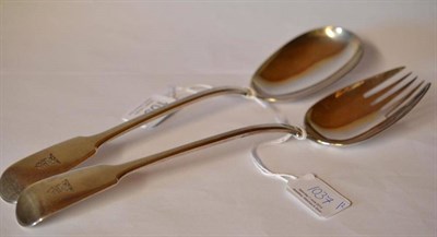 Lot 1037 - A George IV Silver Basting Spoon and Runcible Spoon, William Chawner II, London 1825, fiddle...