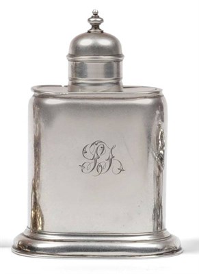 Lot 1053 - A George II Silver Tea Canister, John Newton, London 1730, oval with slide off top and...