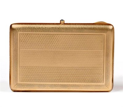 Lot 1065 - A George V 9ct Gold Cigarette Case, S Blanckensee & Sons Ltd, Birmingham 1926, rectangular with...