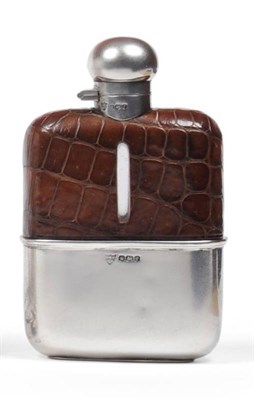 Lot 1068 - A George V Silver Mounted Hip Flask, G & J W Hawksley, Sheffield 1923, the glass flask with...