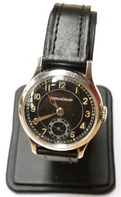 Lot 1105 - A Chrome Plated Wristwatch, signed Jaeger LeCoultre, circa 1945, lever movement numbered...