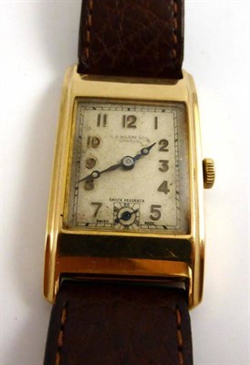 Lot 1122 - A 9ct Gold Rectangular Wristwatch, retailed by G & M Lane & Co, London, 1935, lever movement signed