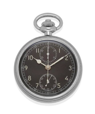 Lot 1158 - A Military Single Push Chronograph Keyless Pocket Watch, signed Hamilton, circa 1942, (model...