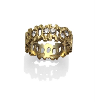 Lot 1188 - An 18 Carat Gold Contemporary Diamond Ring, five round brilliant cut diamonds inset within a...