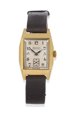 Lot 1194 - An Art Deco 9ct Gold Wristwatch, retailed by Bravingtons, 1939, lever movement, engine turned...