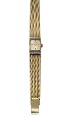 Lot 1197 - A Lady's 14ct Gold and Diamond Set Wristwatch, signed Silvia, circa 1965, lever movement,...