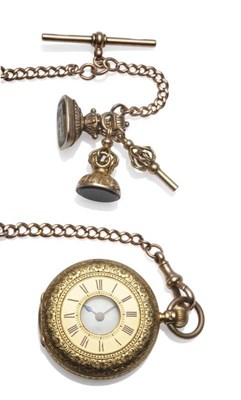 Lot 1215 - An 18ct Gold Half Hunter Keyless Pocket Watch, 1886, lever movement, enamel dial with Roman...