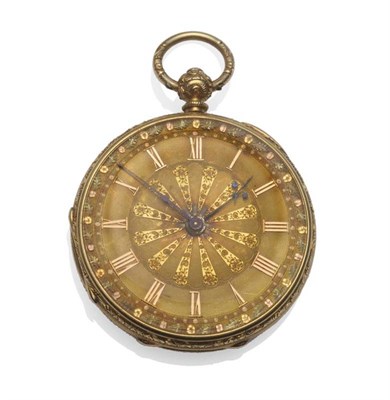 Lot 1216 - An 18ct Gold Fob Watch, signed J Bancroft & Son, Derby, 1858, lever movement signed and...