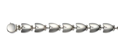 Lot 1248 - A Bracelet, by Georg Jensen, of leaf motifs, numbered 93, length 18.5cm