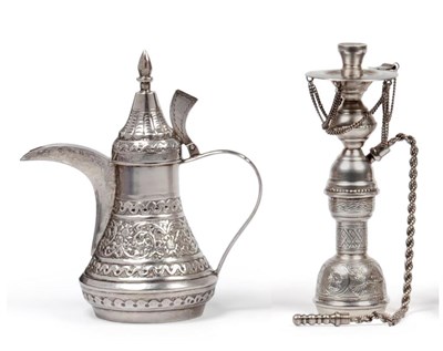 Lot 1001 - An Egyptian Silver Model of a Shisha, probably 1947, realistically modelled, 17cm high; and An...