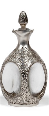 Lot 1009 - A Chinese Export Silver Decanter, maker's mark TL 85, the square bottle with dimpled sides enclosed