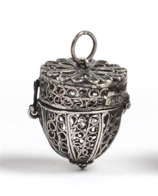 Lot 1016 - An 18th Century Silver Filigree Pomander/Thimble Case, unmarked, the domed lower body with...