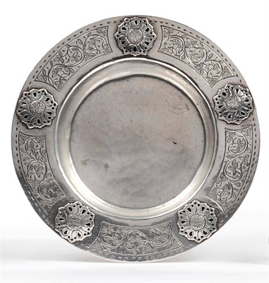 Lot 1019 - An Arts & Crafts Silver Dish, Liberty & Co Ltd, London 1929, with a wide rim decorated with a...