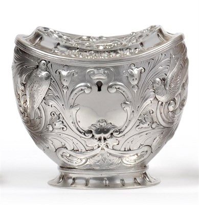 Lot 1028 - A Victorian Silver Tea Caddy, William Comyns & Sons, London 1890, oval, the body and hinged lid...