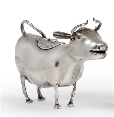 Lot 1030 - A Creamer Jug in the Form of a Cow, in the manner of John Schuppe, import marks for London...