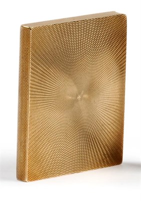 Lot 1050 - A 9ct Gold Compact, Ramsden & Roed. London 1964, retailed by Garrard & Co, of book from with...