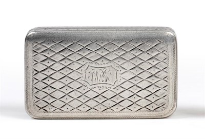 Lot 1064 - A George III Silver Snuff Box, William Pugh, Birmingham 1802, rounded rectangular with engraved...