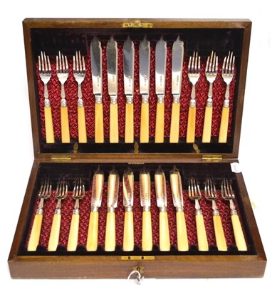 Lot 1080 - A Set of Twelve Victorian Silver Fish Knives and Forks, Harrison Brothers & Howson, London...