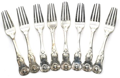 Lot 1090 - A Set of Eight Scottish Provincial Silver Table Forks, Robert Naughton, Inverness, circa 1820,...