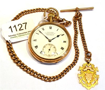 Lot 1127 - A 9ct Gold Open Faced Keyless Pocket Watch, retailed by Northern Goldsmiths Co, Newcastle...
