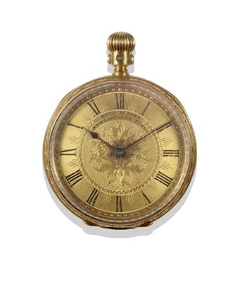 Lot 1144 - An 18ct Gold Open Faced Pocket Watch, retailed by Reid & Sons, Newcastle On Tyne, 1880, lever...