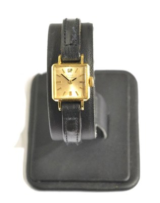 Lot 1150 - A Lady's 18ct Gold Wristwatch, signed Girard Perregaux, circa 1967, lever movement, silvered...