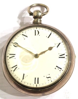Lot 1166 - A Silver Pair Cased Verge Pocket Watch, signed Greenwood, Canterbury, 1834, gilt fusee...