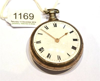 Lot 1169 - A Silver Pair Cased Verge Pocket Watch, signed Jas Williams, London, 1815, gilt fusee movement,...