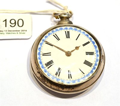 Lot 1190 - A Silver Pair Cased Verge Pocket Watch, signed Jno Cruddas, Durham, 1840, gilt fusee movement,...