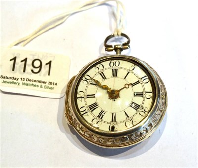 Lot 1191 - A Pair Cased Repousse Verge Pocket Watch, signed Terrot & Thuillier, A Geneve, circa 1770, gilt...