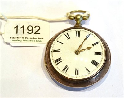 Lot 1192 - A Silver Pair Cased Verge Pocket Watch, signed Robt Hill, Stafford, 1800, gilt fusee movement,...
