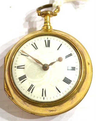 Lot 1193 - A Gilt Metal Pair Cased Verge Pocket Watch, Step Sharprey, London, circa 1800, gilt fusee movement