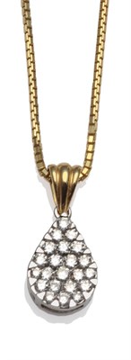 Lot 1194 - An 18 Carat Gold Diamond Cluster Pendant on Chain, the round brilliant cut diamonds in white...