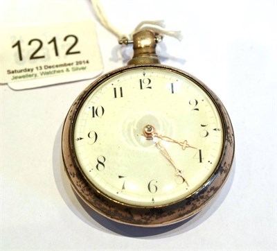 Lot 1212 - A Silver Pair Cased Verge Pocket Watch, signed Geo Davison, Wooler, 1816, gilt fusee movement,...