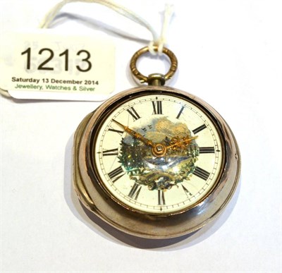 Lot 1213 - A Silver Pair Cased Verge Pocket Watch, signed J Richards, London, no.15744, 1765, gilt fusee...