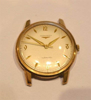 Lot 1235 - A 9ct Gold Automatic Centre Seconds Wristwatch, signed Longines, 1958, (calibre 290) lever movement
