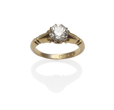 Lot 1244 - An 18 Carat Gold Diamond Solitaire Ring, an old cut diamond in a claw setting to yellow trifurcated