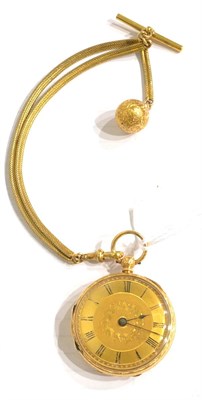 Lot 1271 - A Lady's 18ct Gold Fob Watch, signed Willm Batty, Manchester, 1870, lever movement, gold...