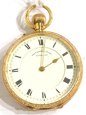 Lot 1272 - A Lady's 18ct Gold Fob Watch, signed Thos Russell & Son, Liverpool, 1907, lever movement,...