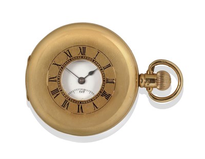Lot 1282 - A 9ct Gold Half Hunter Keyless Pocket Watch, signed Rolex, 1924, lever movement signed Rolex,...