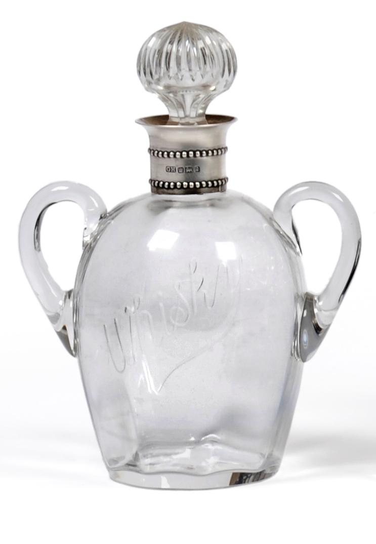 Lot 1022 - An Edward VII Silver Mounted Whisky Decanter, Harrison Brothers & Howson, Sheffield 1908, the lobed