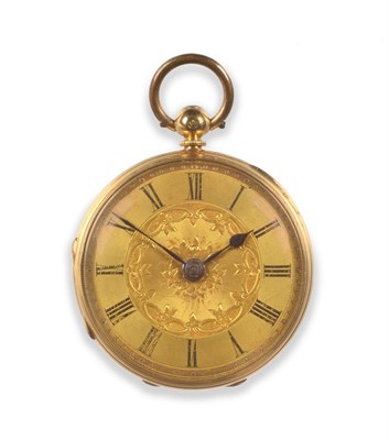 Lot 2054 - A Lady's 18ct Gold Fob Watch, signed Cook Bros, Soho, London, 1864, lever movement, gold...