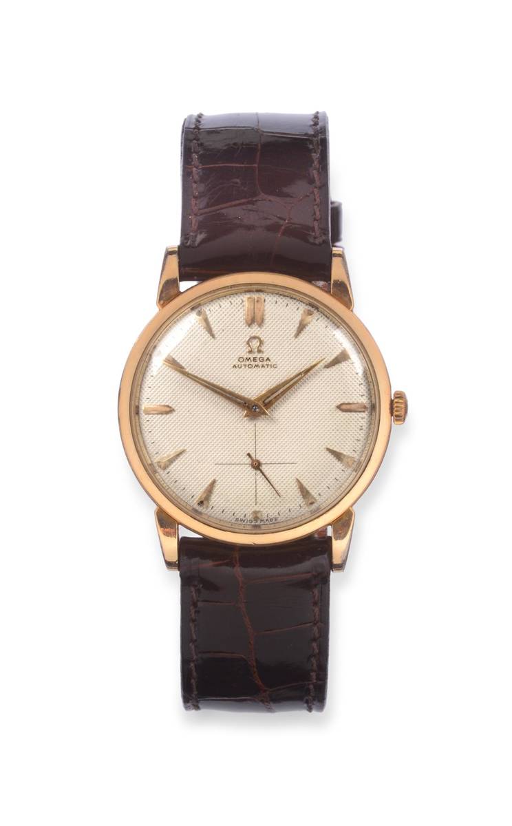 Lot 2058 - A Gold Plated Automatic Wristwatch, signed Omega, circa 1951, (calibre 342) lever movement numbered