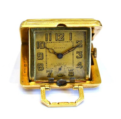 Lot 2059 - An Art Deco 14ct Gold Purse Watch, signed Eszeha, lever movement gilt coloured dial with Arabic...