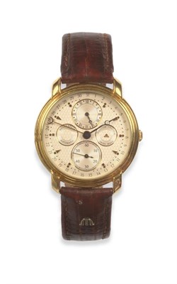 Lot 2085 - A Plated Regulator Type Dial Automatic Calendar Wristwatch, signed Maurice Lacroix, model:...